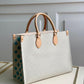 M20815 ONTHEGO TOTE BAG EMBROIDERED AND LEATHER TRIM SMALL 35 white rose