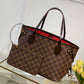 N41359 Neverfull PM red inside Damier Ebene Handbag subaxillary bag