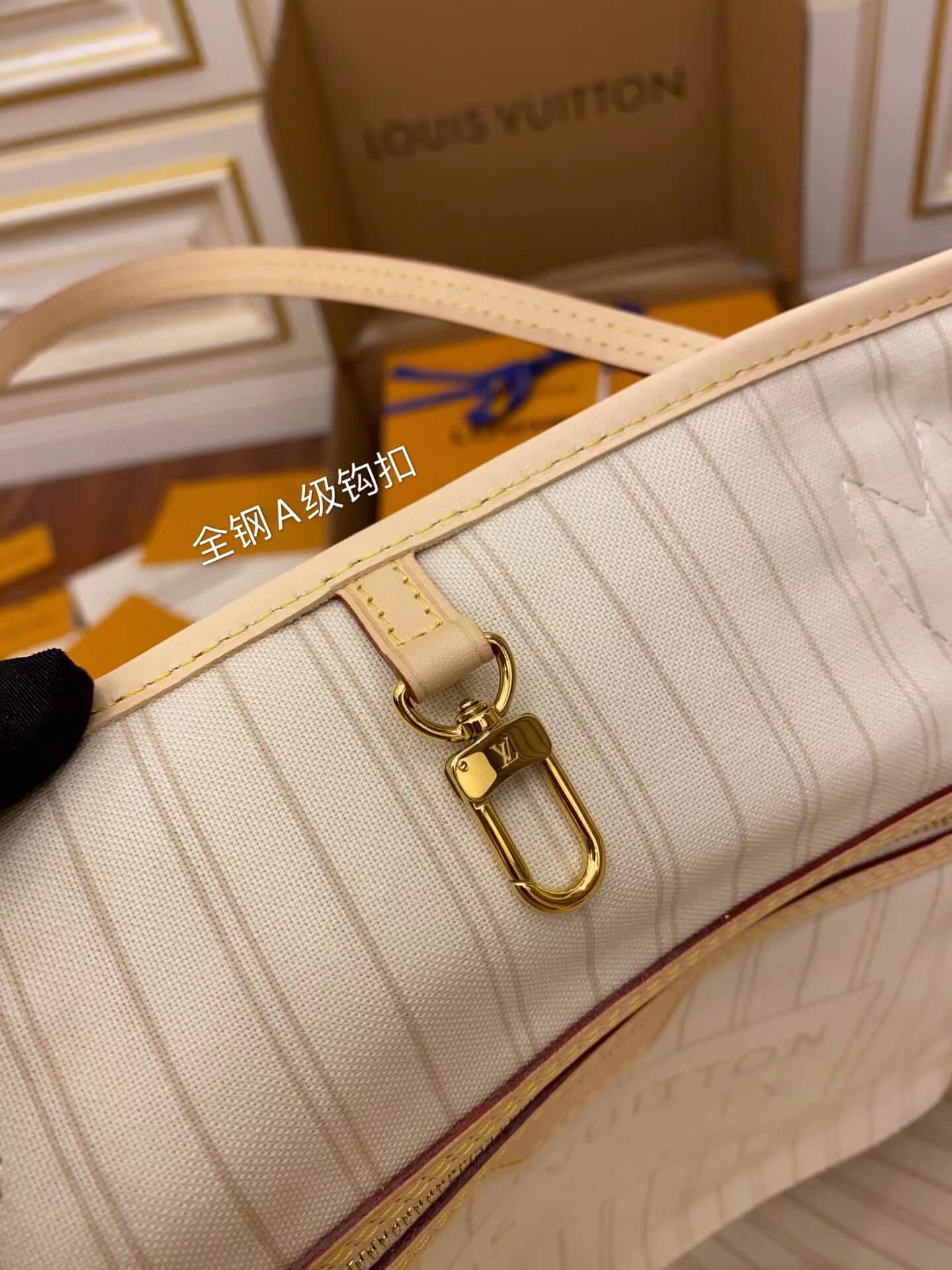 M41361 NEVERFULL MM Damier Ebene white Apricot INSIDE original quality
