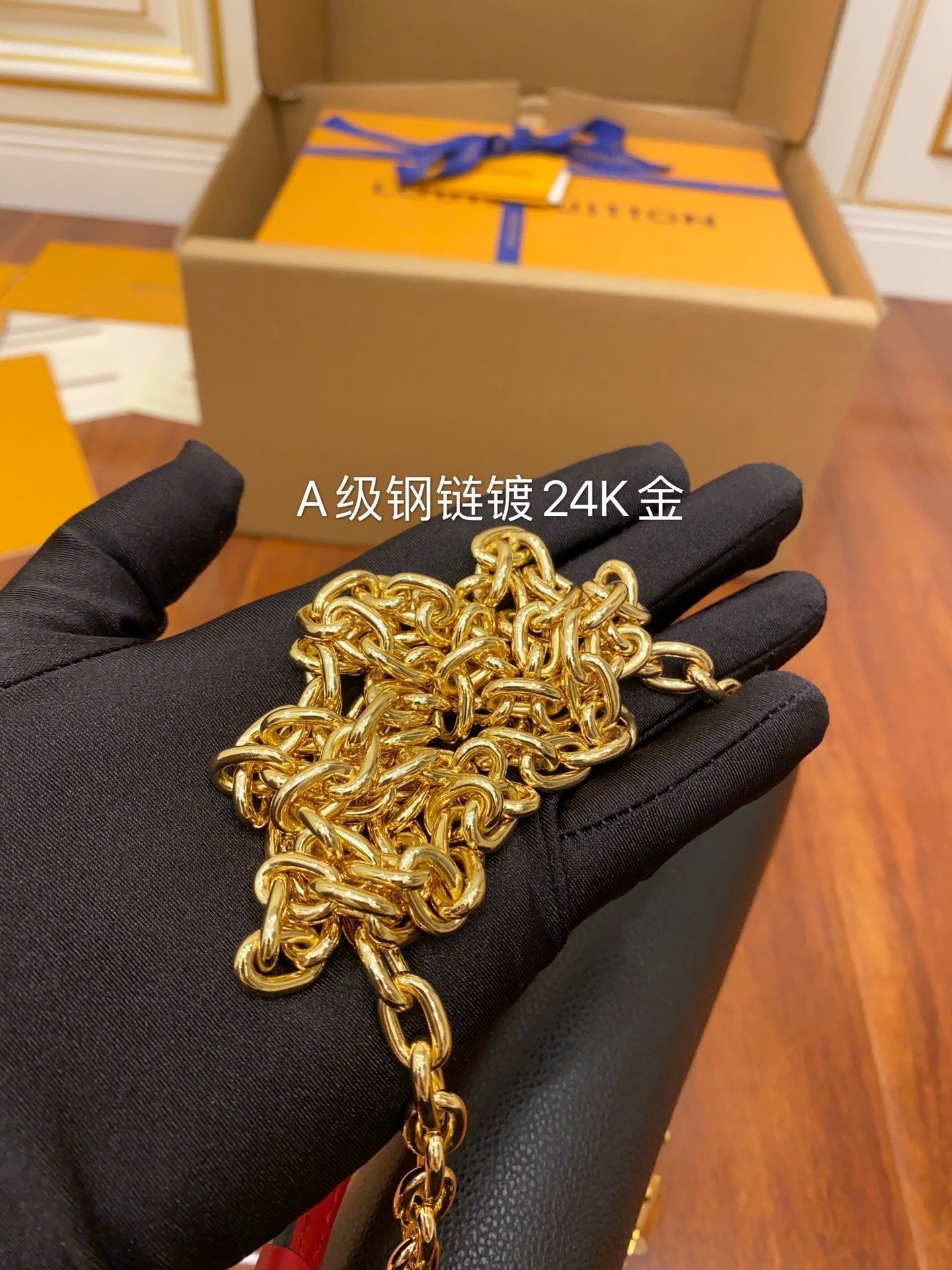 M43714 chain sling bag black monogram real leather