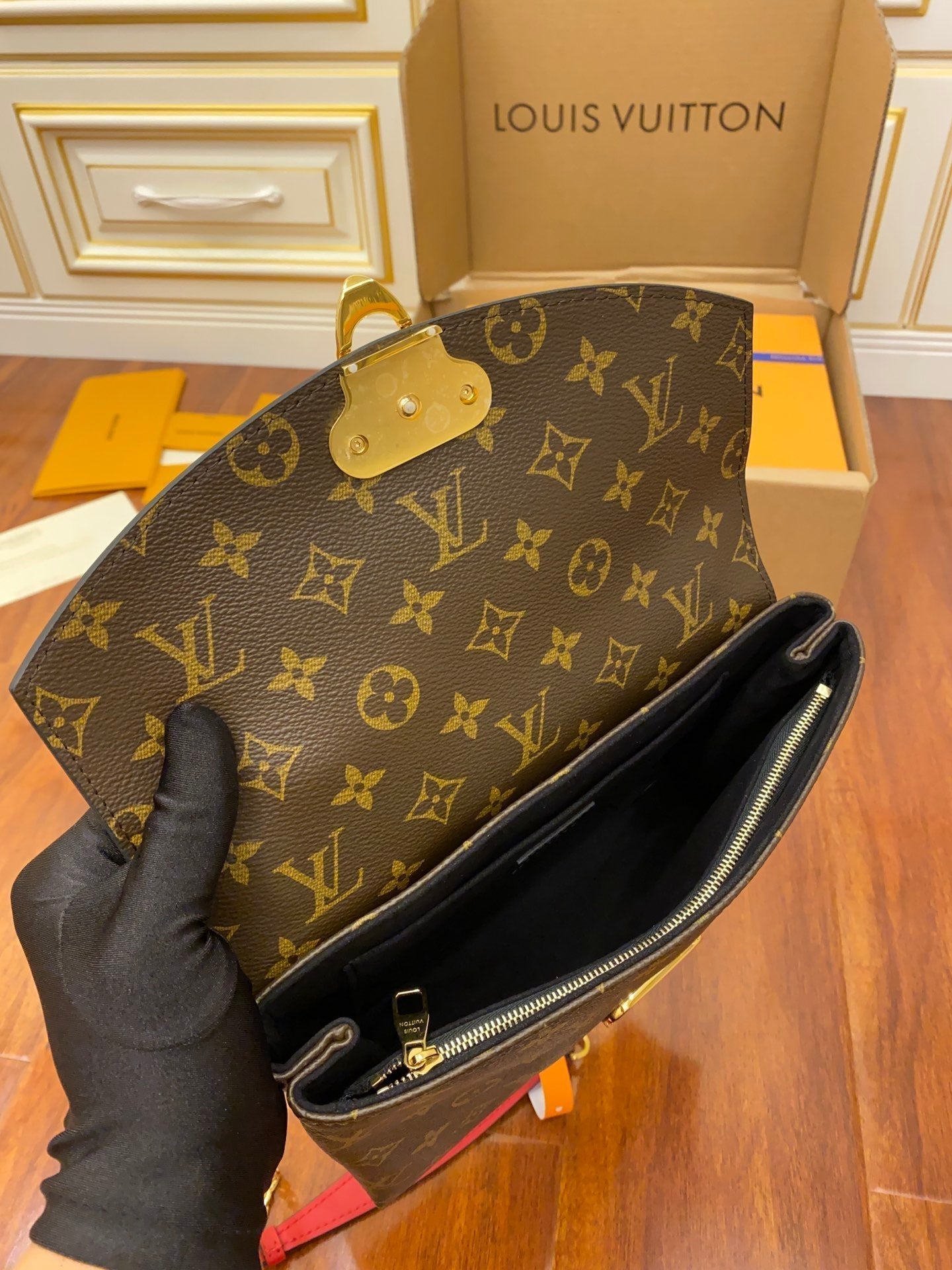 M43714 chain sling bag black monogram real leather