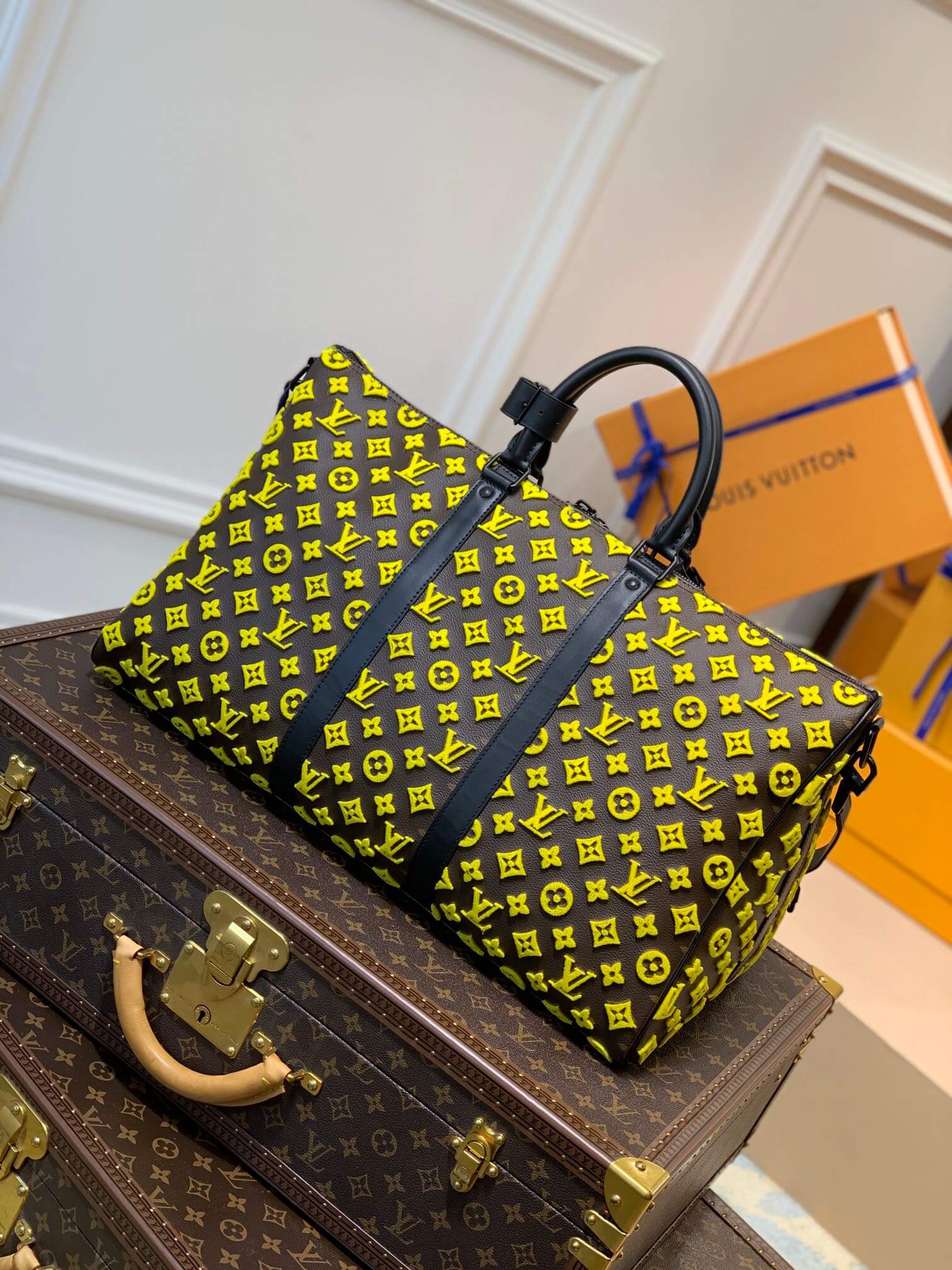 M45069 Keepall Triangle BANDOULIÈRE 50 Tuffetage Handbag cross body bags shoulder bag yellow calfskin Monogram