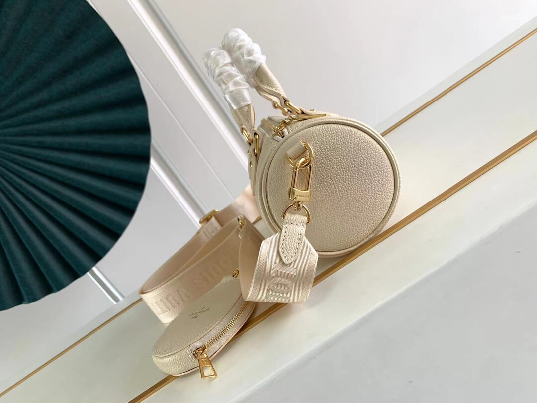 M45708 Papillon BB prefall Papillon trunk toile shoulder bag milk white calfskin Monogram Empreinte