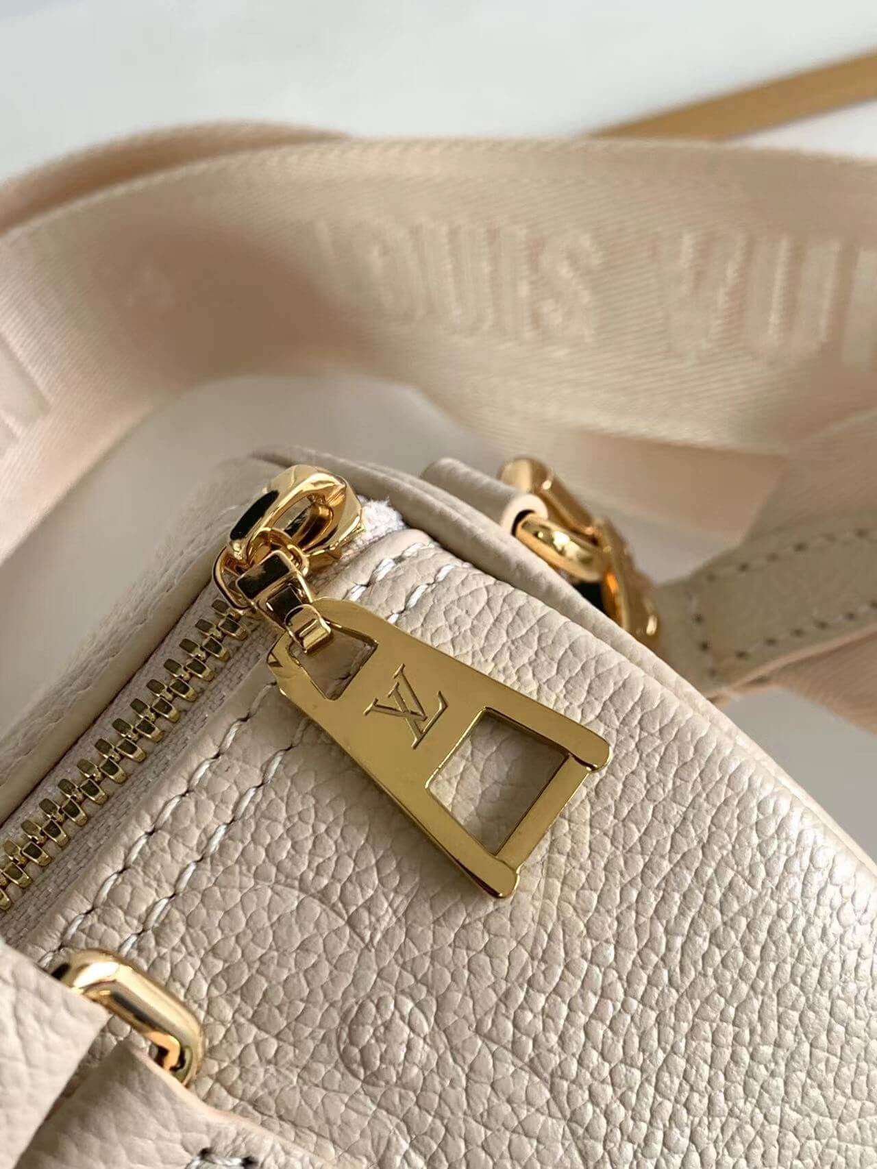 M45708 Papillon BB prefall Papillon trunk toile shoulder bag milk white calfskin Monogram Empreinte