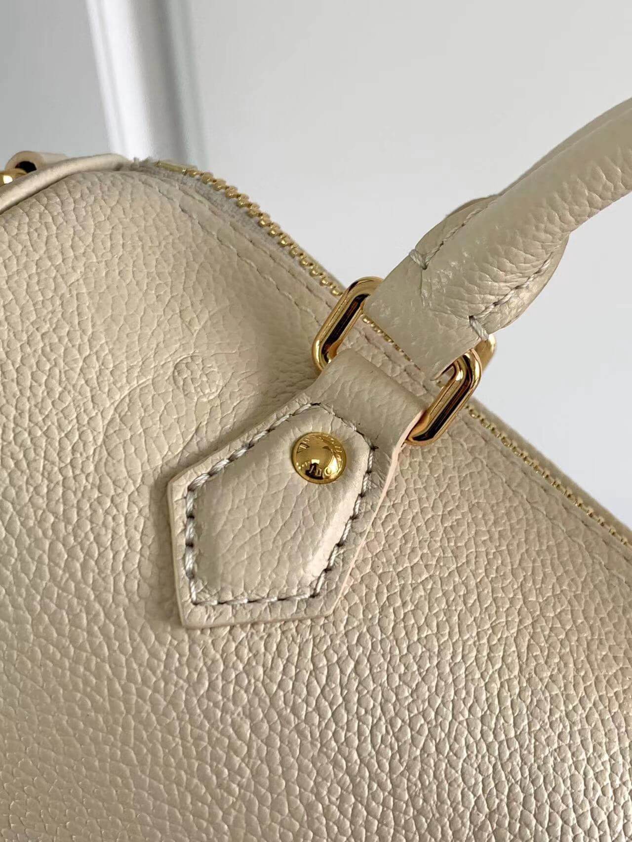 M45708 Papillon BB prefall Papillon trunk toile shoulder bag milk white calfskin Monogram Empreinte
