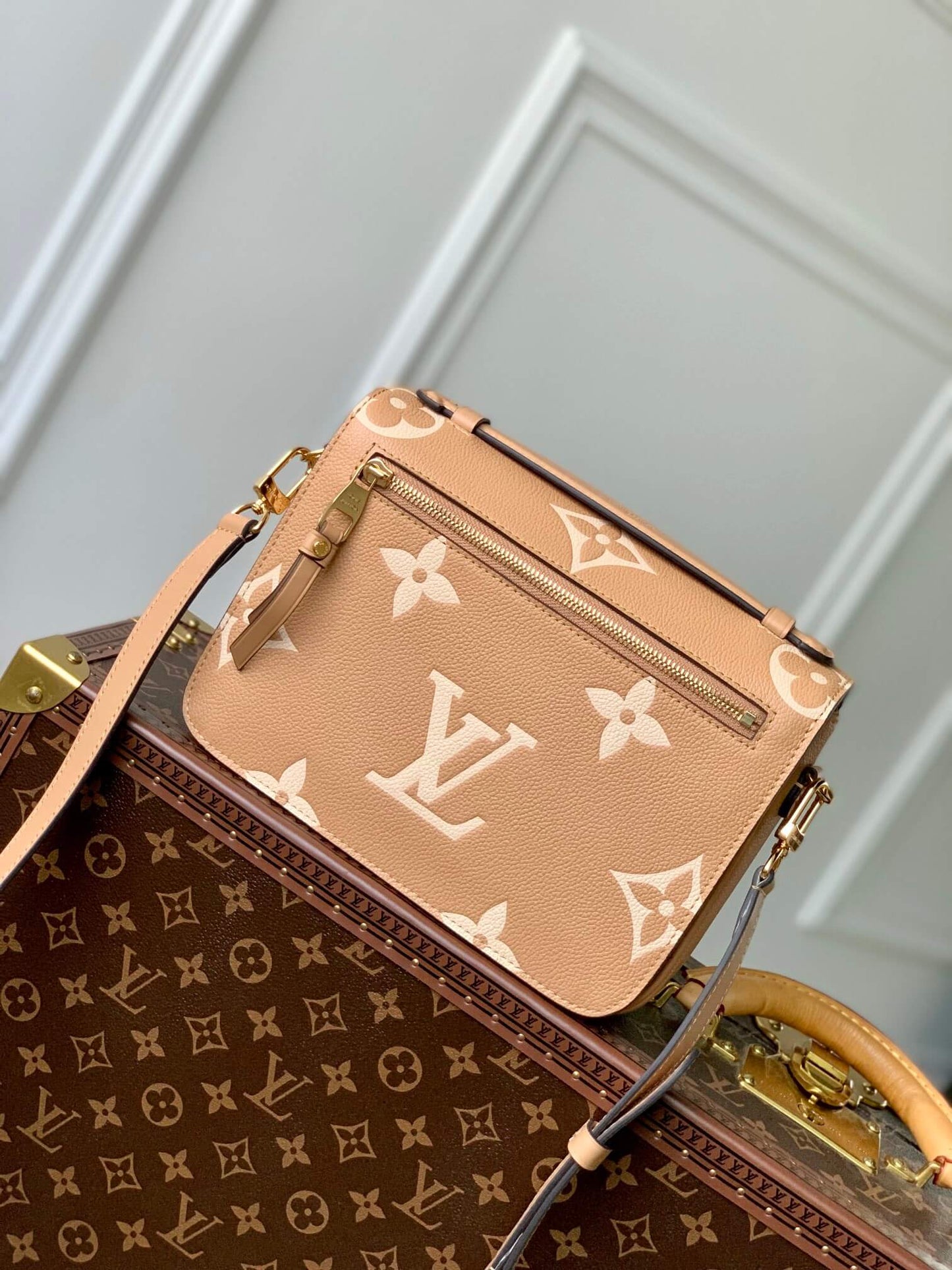 M45773 Pochette Metis Monogram Empreinte shoulder cross body bag brown