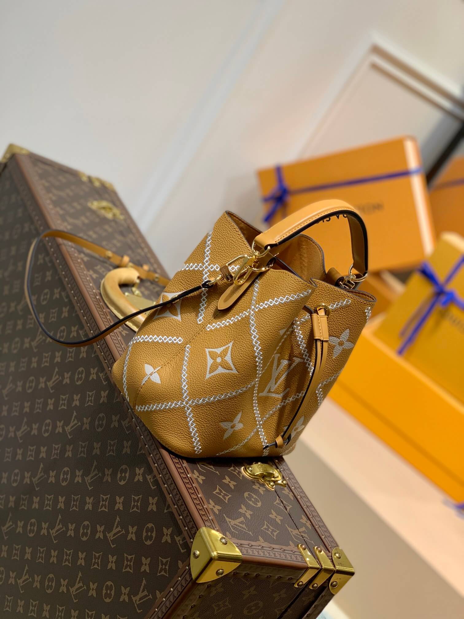 M46023 bucket bag NéoNoé Monogram Empreinte shoulder bag cross body bags brown calfskin