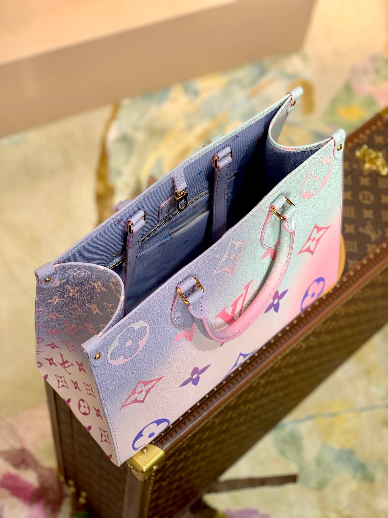 ONTHEGO GM BAG M46076 PINK ROSE RED BLUE MONOGRAM free shipping