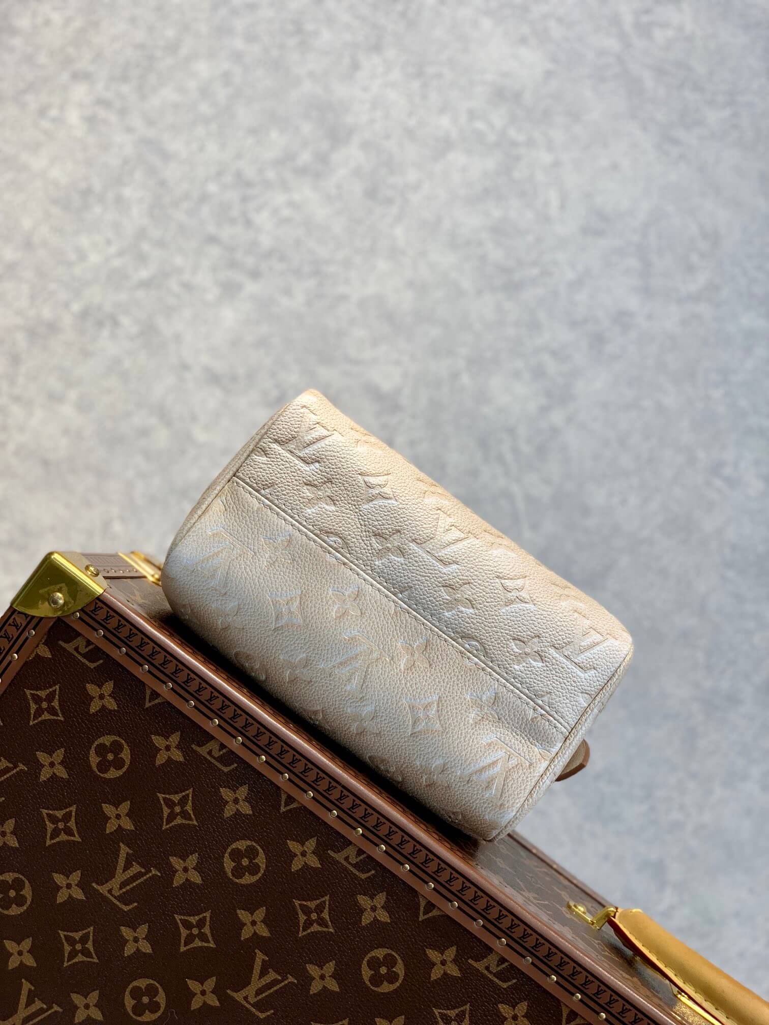 M46163 Handbag shoulder bag cross body bags calfskin dirty white Embossing