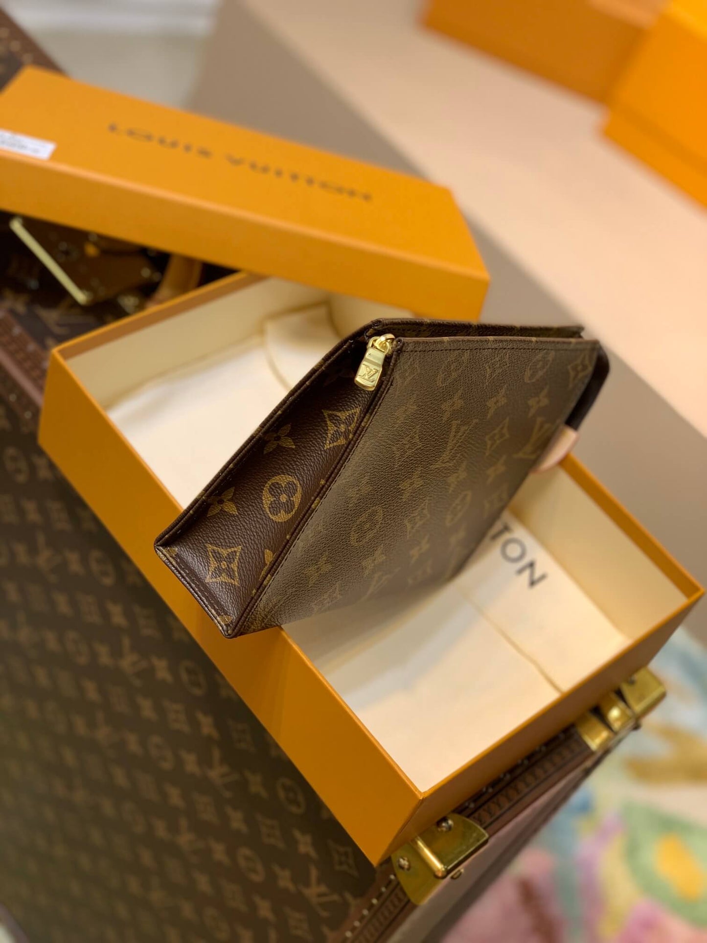 M47544 Clutch bag subaxillary bag brown calfskin Monogram