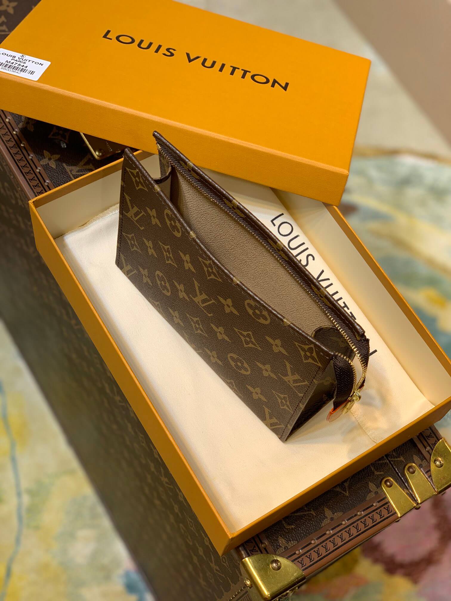 M47544 Clutch bag subaxillary bag brown calfskin Monogram