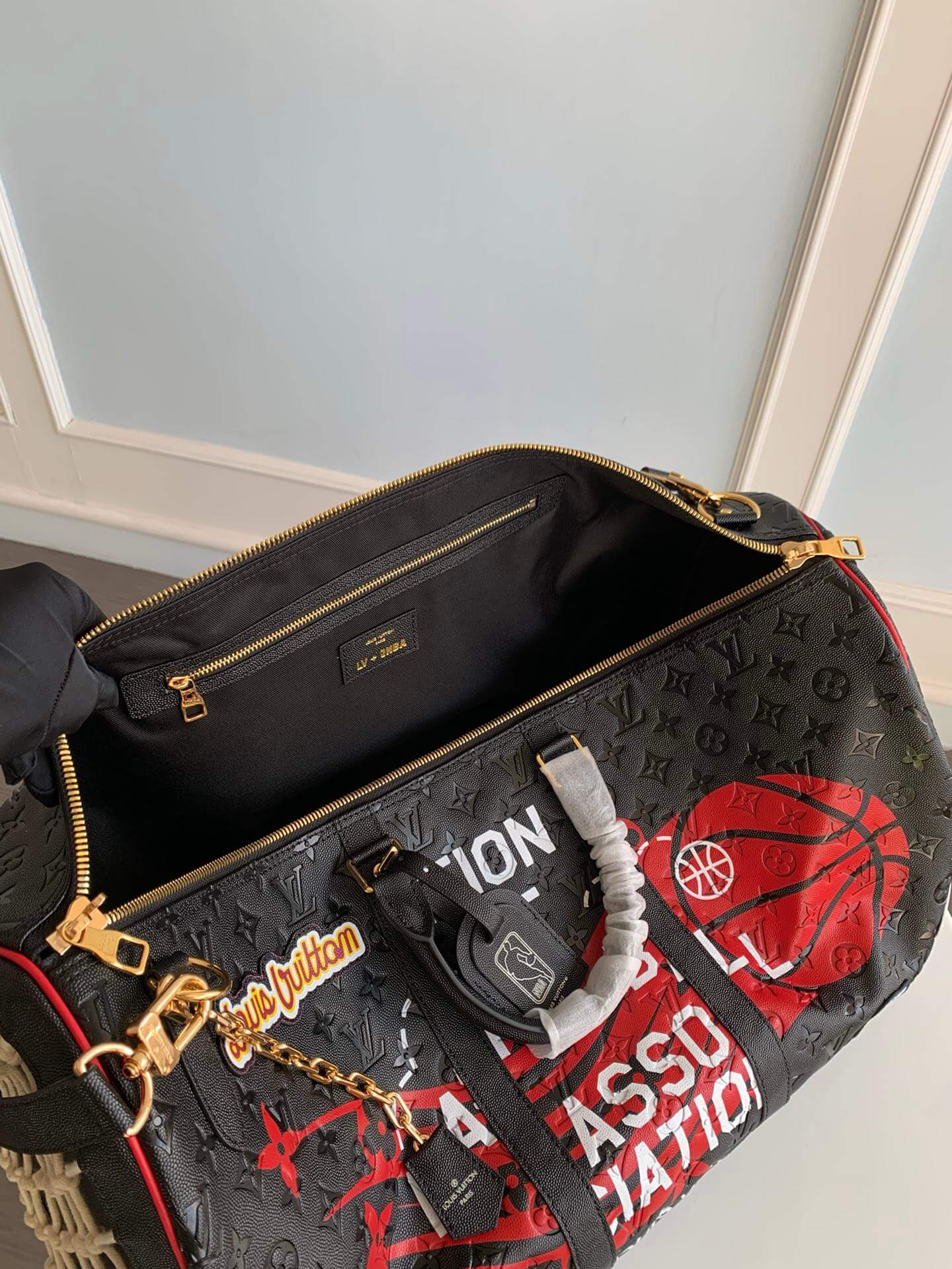 M58516 Keepall Bandoulière 55 Tuffetage Handbag cross body bags shoulder bag black calfskin Monogram