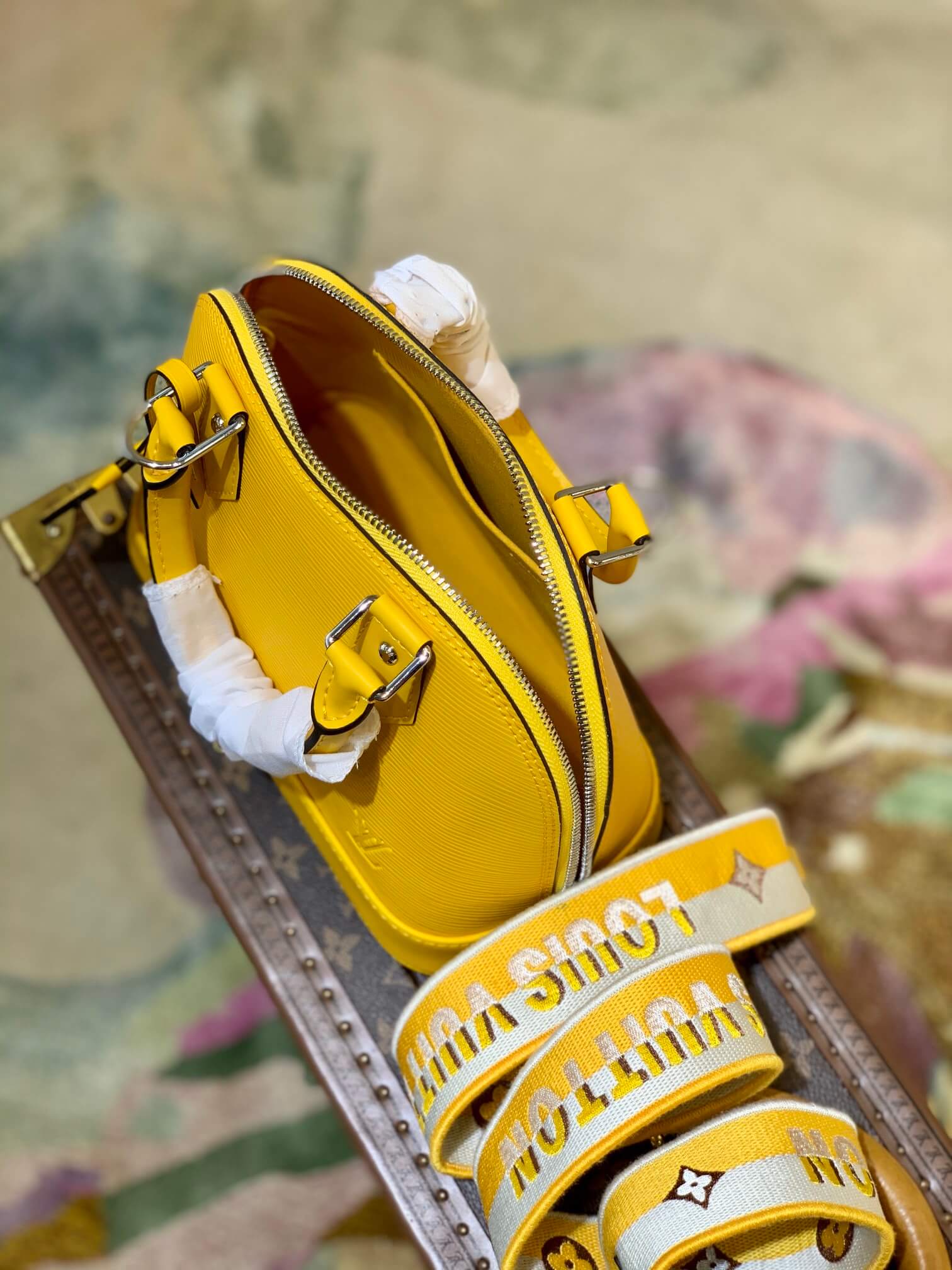 M59358 Alma BB Handbag shoulder bag cross body bags yellow calfskin Monogram