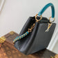 M59653 Capucines BB Black / General Blue 27cm COWHIDE REAL LEATHER