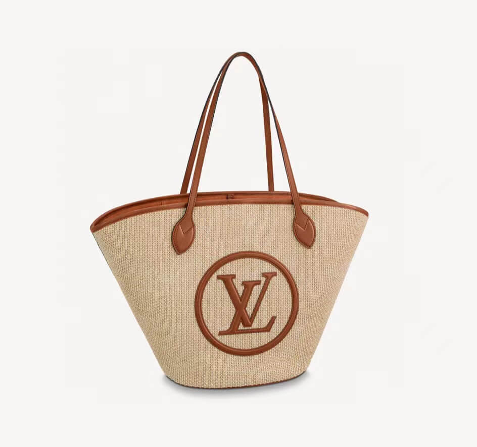 M59963 M59808 Brown Plain Leather Logo Straw Bags 2022 SS free shipping