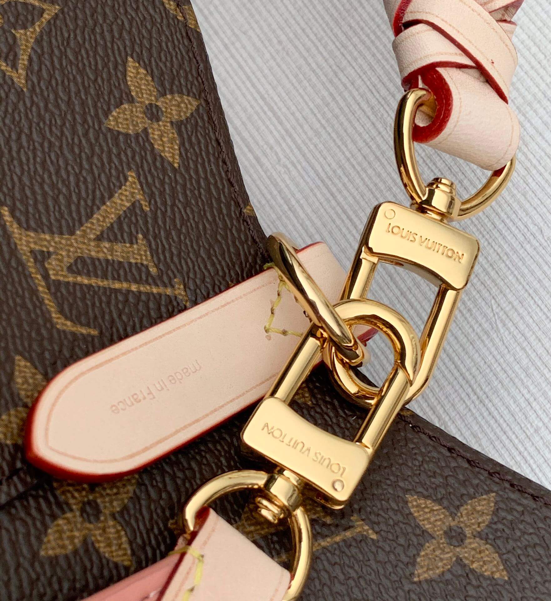 N40344 Neonoe BB Azur Bucket bag pink inside real leather trim