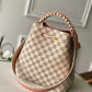 N40344 Neonoe BB Damier Azur bucket bag white real leather trim
