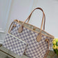 N41362 NEVERFULL PM Damier Azur apricot inside subaxillary bag Handbag damier