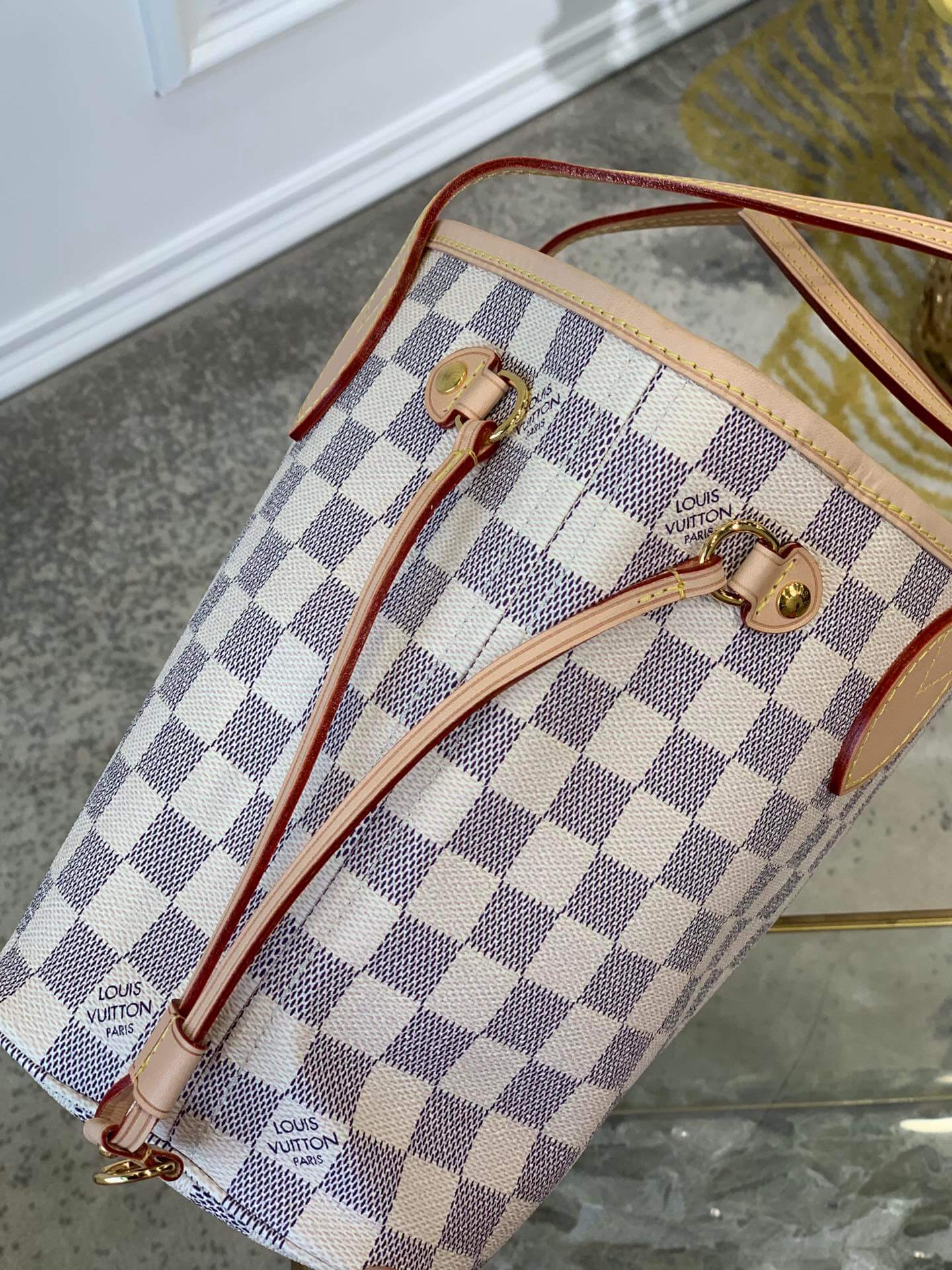 N41363 NEVERFULL PM Damier Azur pink inside Handbag subaxillary bag