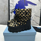 PRADA NYLON GABARDINE APRÈS SKI BOOTIES BLACK BEIGE