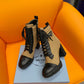 PRADA LOGO PLAQUE ANKLE BOOTS BROWN