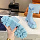 PRADA MONOLITH BRUSHED LEATHER BOOTIES BLUE