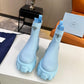 PRADA MONOLITH BRUSHED LEATHER BOOTIES BLUE