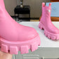 PRADA MONOLITH BRUSHED LEATHER BOOTIES PINK