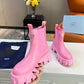 PRADA MONOLITH BRUSHED LEATHER BOOTIES PINK