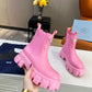 PRADA MONOLITH BRUSHED LEATHER BOOTIES PINK