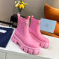 PRADA MONOLITH BRUSHED LEATHER BOOTIES PINK