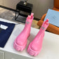 PRADA MONOLITH BRUSHED LEATHER BOOTIES PINK