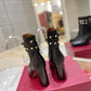 VALENTINO GARAVANI ROCKSTUD GRAINY CALFSKIN ANKLE BOOT BLACK 3W2S0P62VCE 0NO