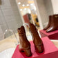 VALENTINO GARAVANI TAN GO ANKLE BOOT IN CALFSKIN LEATHER BROWN