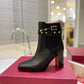 VALENTINO GARAVANI ROCKSTUD GRAINY CALFSKIN ANKLE BOOT BLACK 3W2S0P62VCE 0NO