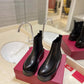 VALENTINO GARAVANI UNIQUEFORM V LOGO LEATHER PLATFORM BOOTS BLACK