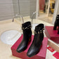 VALENTINO GARAVANI ROCKSTUD GRAINY CALFSKIN ANKLE BOOT BLACK 3W2S0P62VCE 0NO