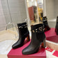 VALENTINO GARAVANI ROCKSTUD GRAINY CALFSKIN ANKLE BOOT BLACK 3W2S0P62VCE 0NO