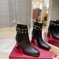 VALENTINO GARAVANI ROCKSTUD GRAINY CALFSKIN ANKLE BOOT BLACK 3W2S0P62VCE 0NO