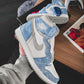 Designer Blue White Jordan 1 High Q ( Customs And Box ), Jordan 1 Sneakers Active