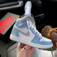 Designer Blue White Jordan 1 High Q ( Customs And Box ), Jordan 1 Sneakers Active