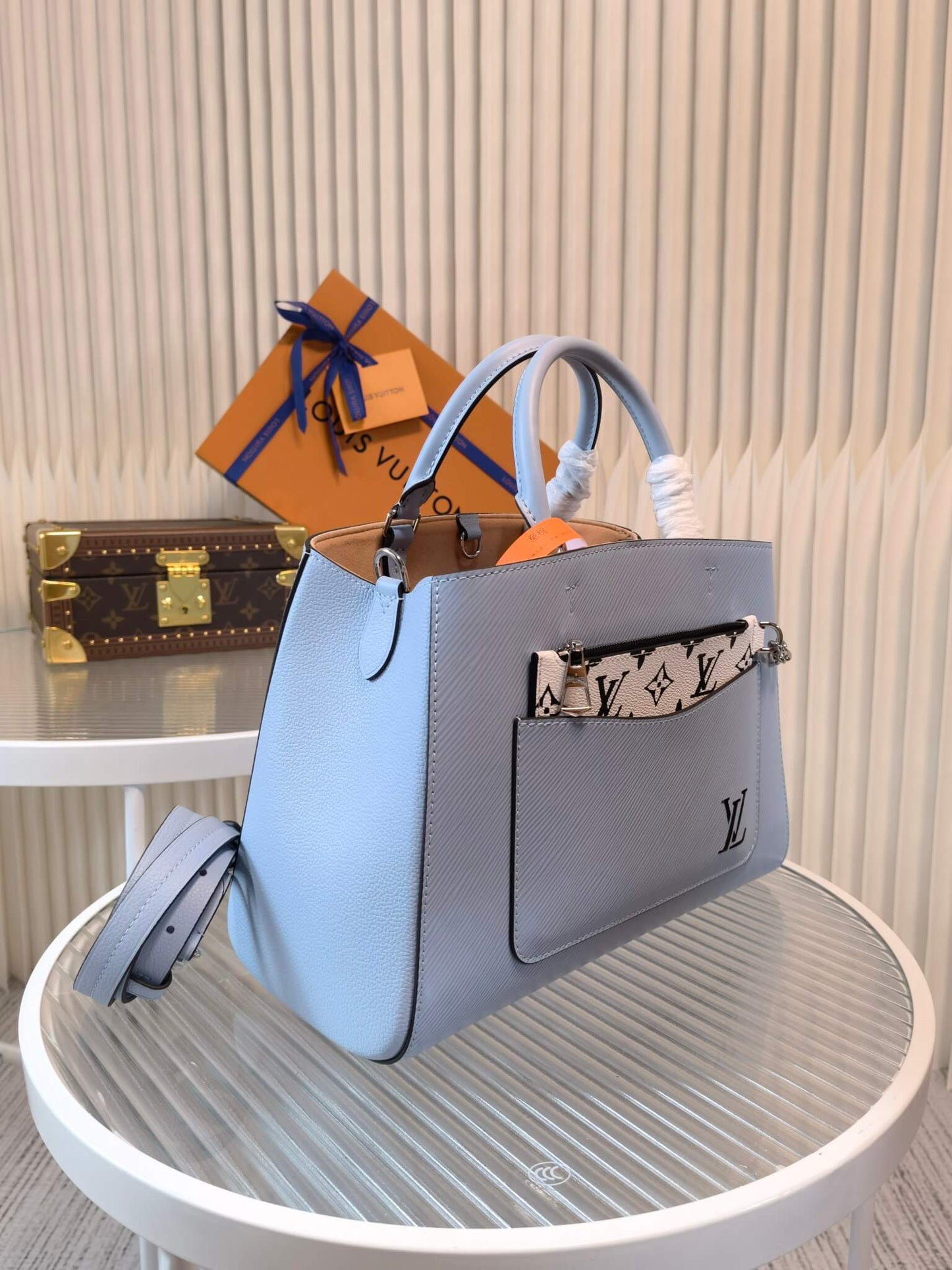 M59953 Marelle Tote MM Blue hanbag for summer free shipping