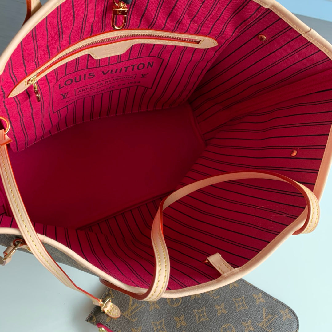 Neverfull M41178 monogram ROSE inside MM Damier Azur Bag Damier GHW Used