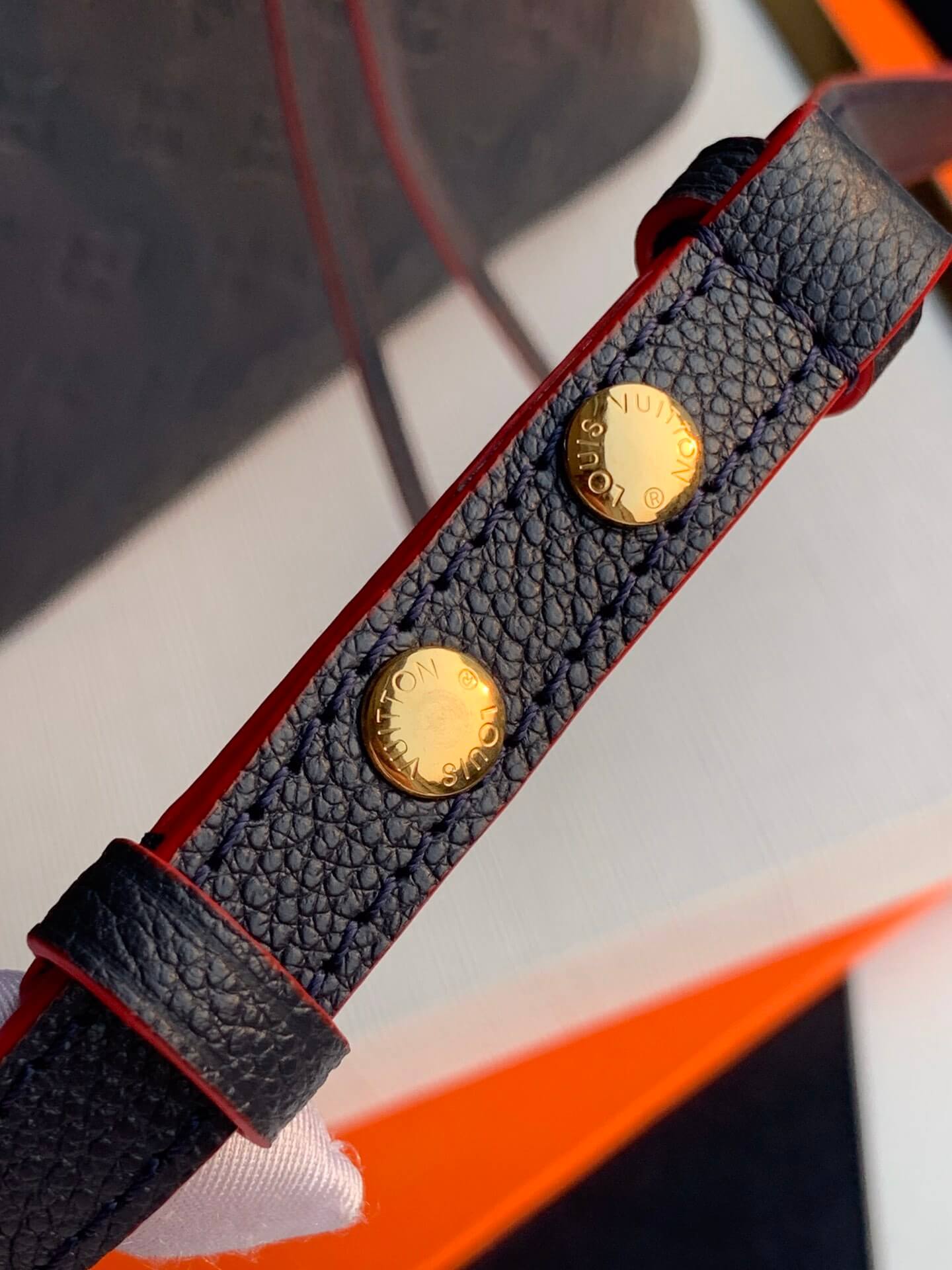 M45306 NéoNoé MM bucket bag Monogram Empreinte dark navy blue