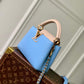 M21689 Capucines MINI Handbag 21cm blue Silk texture cowhide