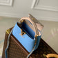 M21689 Capucines MINI Handbag 21cm blue Silk texture cowhide