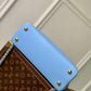 M21689 Capucines MM Handbag 31cm blue Silk texture cowhide