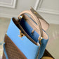 M21689 Capucines MM Handbag 31cm blue Silk texture cowhide