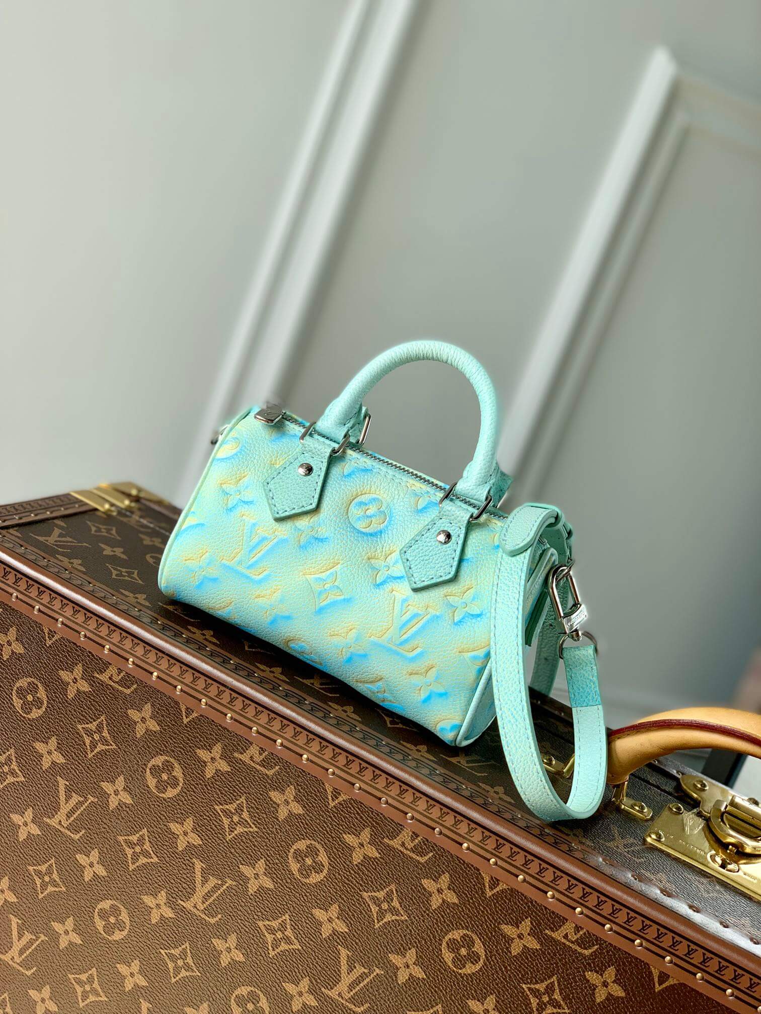 M81625 Nano Speedy Monogram Empreinte 16cm green