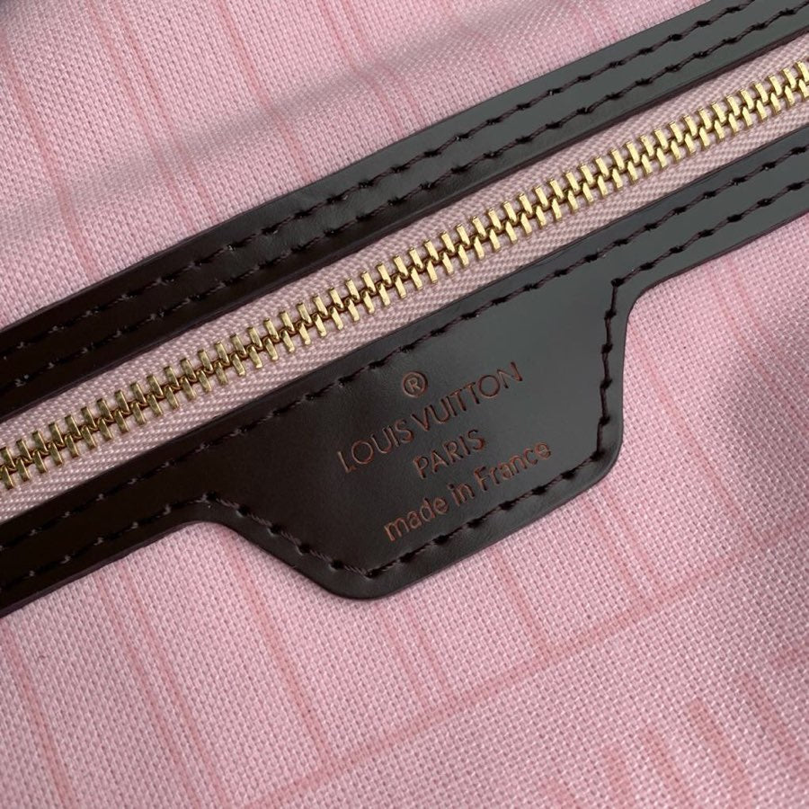 Neverfull N41603 rose ballerine inside MM Damier Azur Bag Damier GHW Used